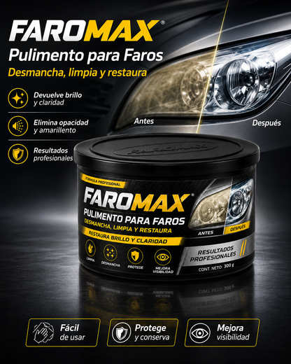 💥FAROMAX🫧DESMANCHA, LIMPIA Y PROTEGE LOS FAROS DE TU VEHICULO🚗PAGUE 1 LLEVE 2💥TIEMPO LIMITADO🏃‍♂️