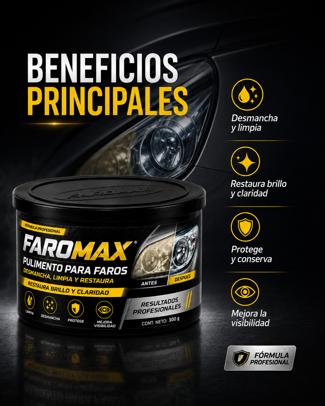 💥FAROMAX🫧DESMANCHA, LIMPIA Y PROTEGE LOS FAROS DE TU VEHICULO🚗PAGUE 1 LLEVE 2💥TIEMPO LIMITADO🏃‍♂️
