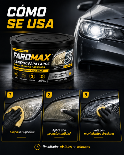 💥FAROMAX🫧DESMANCHA, LIMPIA Y PROTEGE LOS FAROS DE TU VEHICULO🚗PAGUE 1 LLEVE 2💥TIEMPO LIMITADO🏃‍♂️