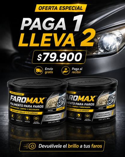 💥FAROMAX🫧DESMANCHA, LIMPIA Y PROTEGE LOS FAROS DE TU VEHICULO🚗PAGUE 1 LLEVE 2💥TIEMPO LIMITADO🏃‍♂️