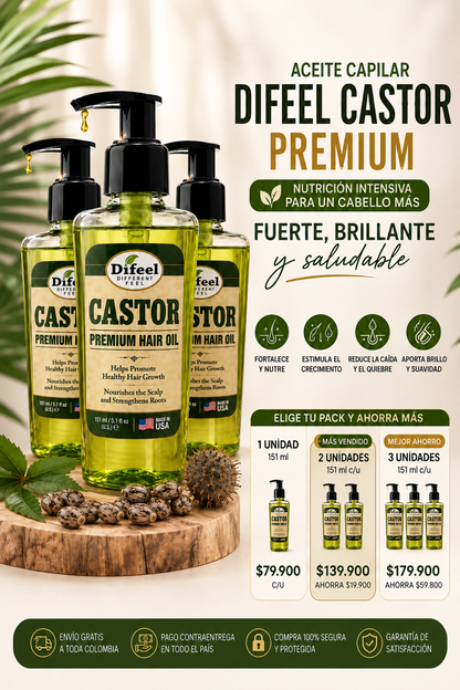 🌿 Aceite Capilar Difeel Castor Premium✨💚