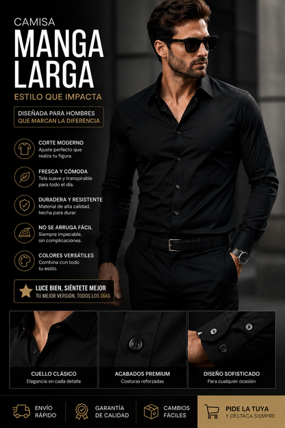 💥👔CAMISA MANGA LARGA PREMIUM💼PARA EL HOMBRE QUE SABE VESTIR🔝