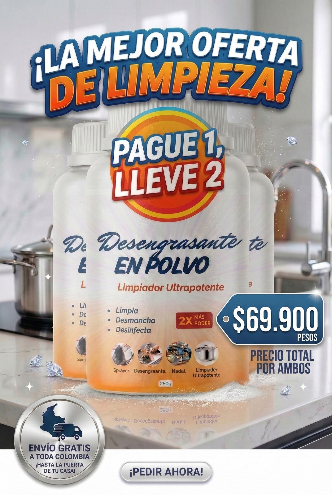 🌀DESENGRASANTE EN POLVO🫧LIMPIADOR ULTRA POTENTE🔥PAGUE 1 LLEVE 2🎁
